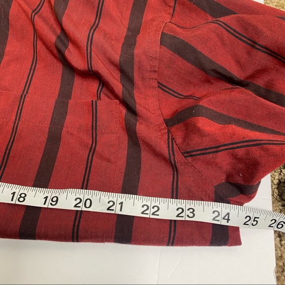 Vintage ‘Puritan’ Mens Short Sleeve Button Up Dark Red and Black Stripe Shirt - Picture 6 of 9